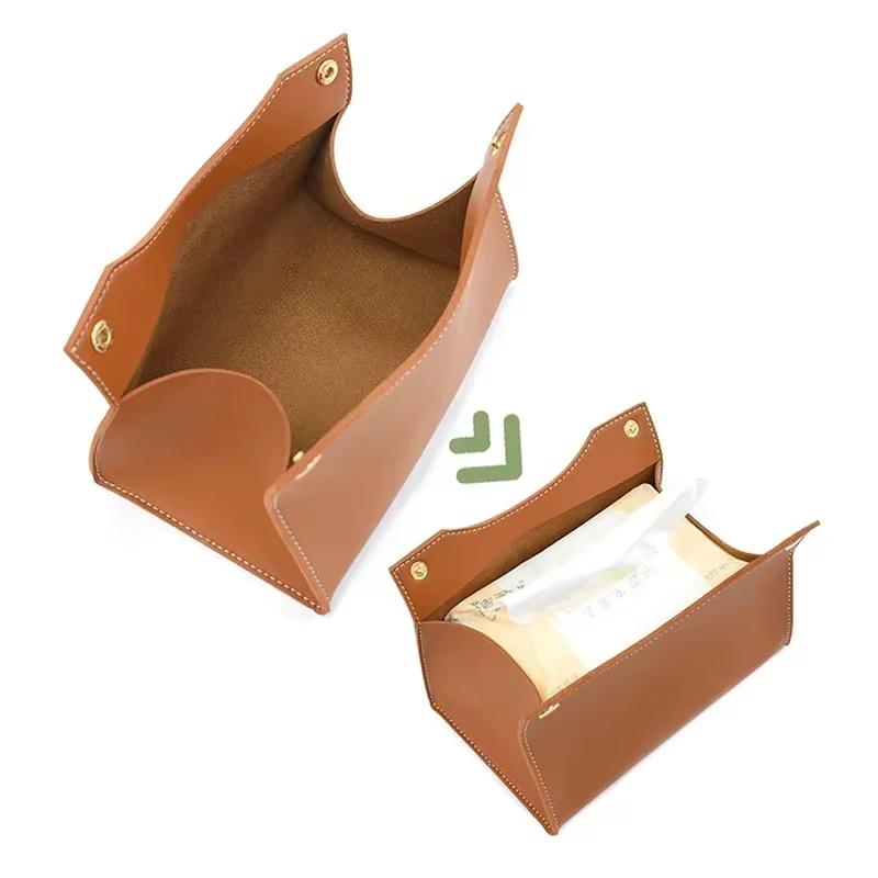 New Tissue Box Holder Home Living Room Coffee Table Desktop Simple Napkin Box Kitchen Storage Paper Box PU Leather Organizers