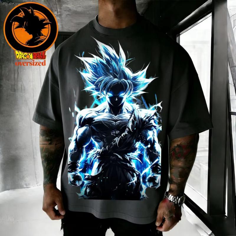 2026 Summer Dragon Ball Retro Pure Cotton Mens Tshirt Wukong Printed Oversized Casual Shirt Unisex Parentchild Suit