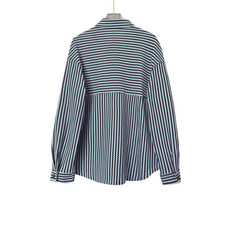 2026 Elegant Women Vertical Striped Pattern Loose Long Sleeve Shirt Spring Office Casual Blouse Autumn Fashion Simple New Vacation Tops
