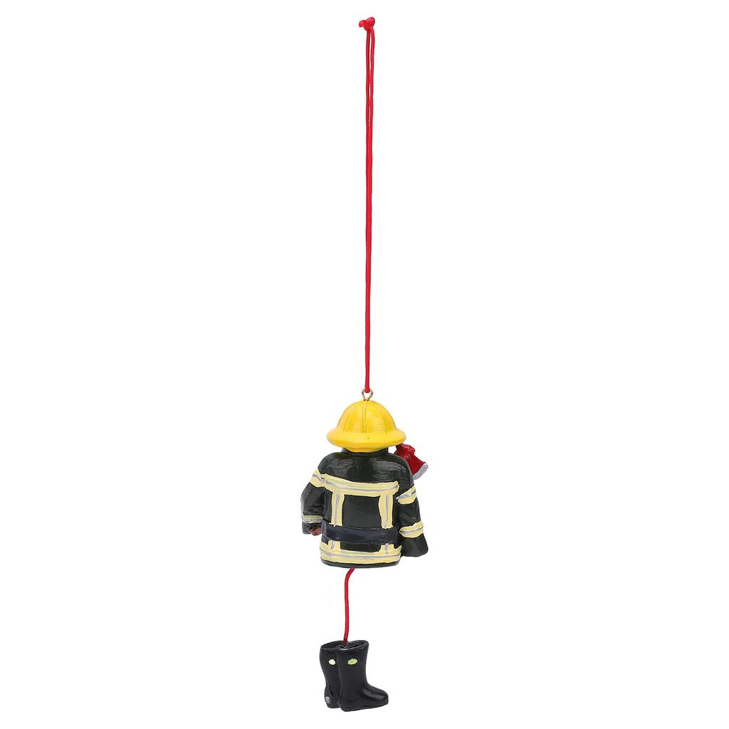 Xmas Firefighter Hanging Ornament Yellow Green Color Matching Resin Fireman Xmas Tree Car Decoration