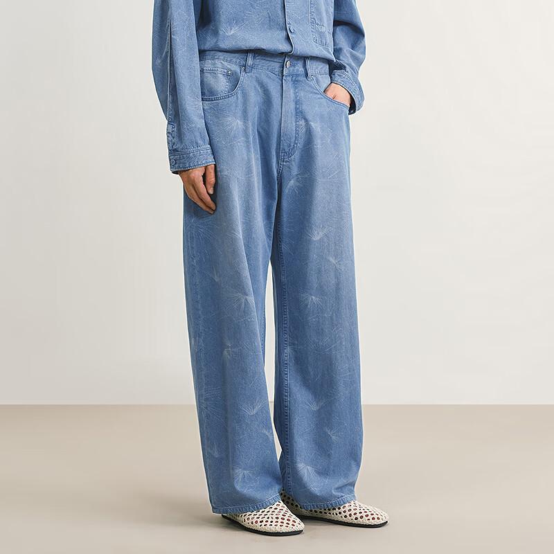 CROQUIS Men's 2025 Summer Rolled Hem Wide Leg Jeans