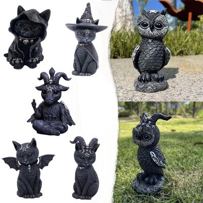 Kedi Reçine El Sanatları Bağımsız İstasyon Heykel Pencere Masaüstü Dekorasyonu