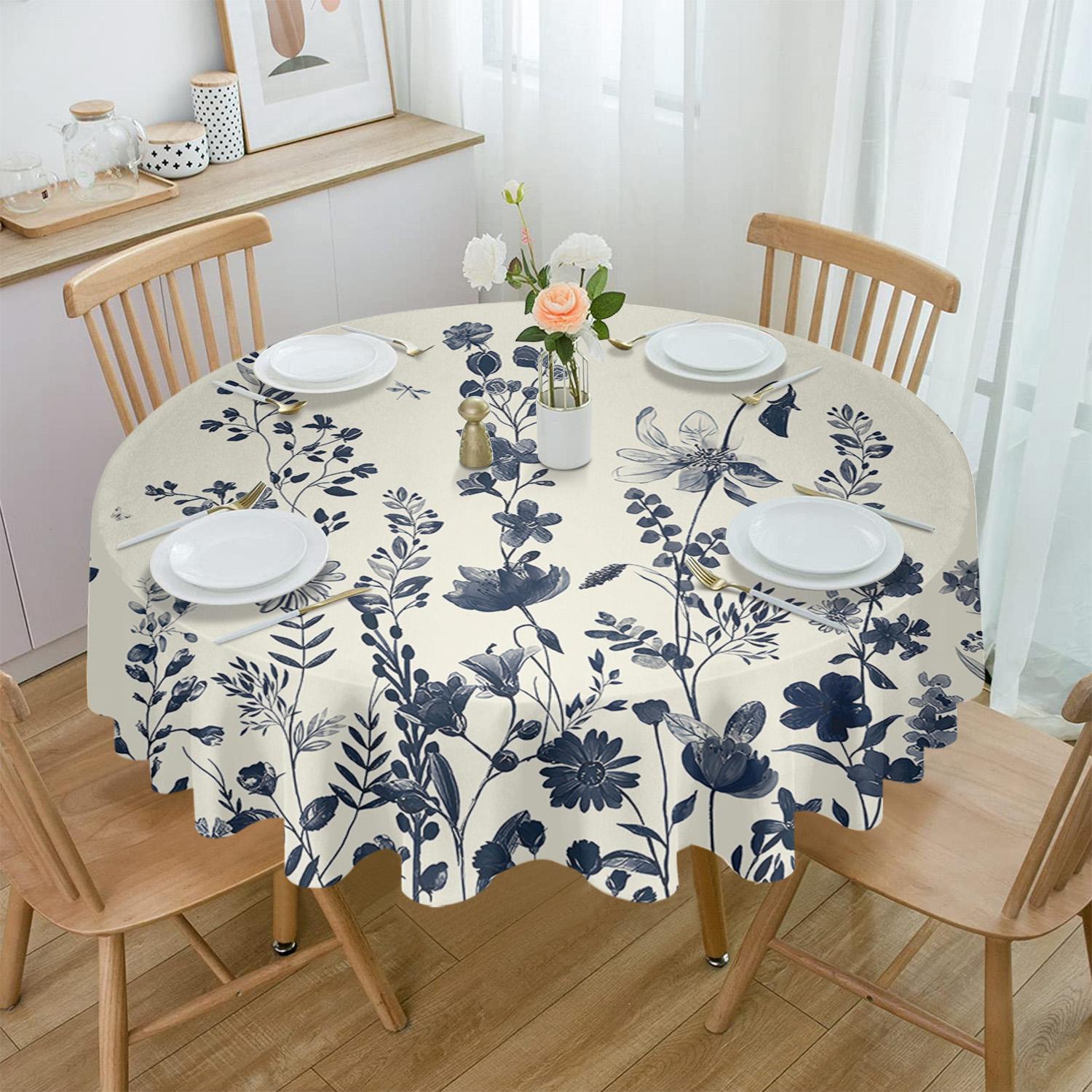 

Цветы, листва, стрекозы, винтажная круглая скатерть, водонепроницаемая крышка для стола для украшения свадебной вечеринки, крышка для обеденного стола