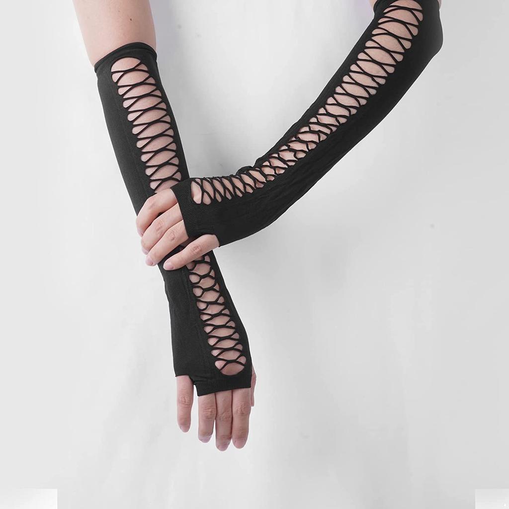 Sexy Lace Fingerless Gloves, Nightclub Dance Etiquette Gloves, Mesh Long Fun Performance Accessories
