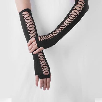 Sexy Lace Fingerless Gloves, Nightclub Dance Etiquette Gloves, Mesh Long Fun Performance Accessories