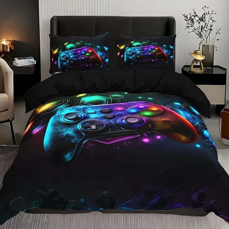 

Gaming Gamer Comforter Covers Set Twin Size Video Games Bedding Set For KidsTeensModern Boys Cartoon Gamepad Duvet Cover Sets AU Double(180*210cm)3pcs