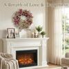 With Bow Spring Flower Wreath Lifelike Door Hanging Wreath  Living Room Wall