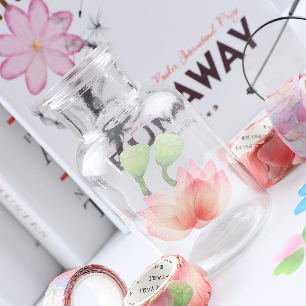 200PCS Adhesive Sticker Stylish Flower Petals Tape Scrapbooking Sticky Paper Masking Tape
