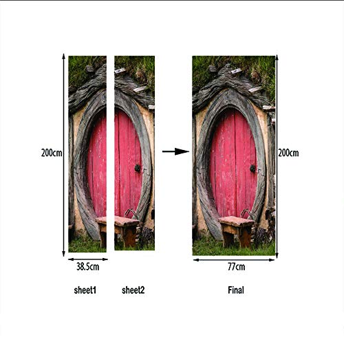 3D Tree Hole Wooden Door Door Sticker Self Adhesive Wallpaper DIY Renovation Waterproof Poster Bedroom