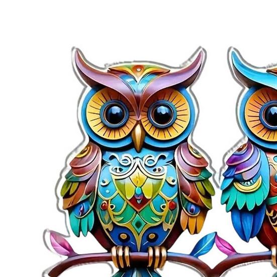 Colorful Acrylic Outdoor Hanging Wall Art 2D Owl/Bee/Flowers Wall Sculpture for Outside Garden Fence Patio Yard Decor