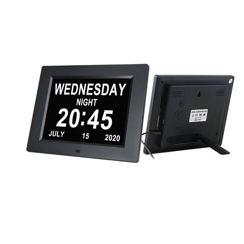 Porta-Retrato Digital de Alta Definição de 8 polegadas com Fonte Grande Calendário Eletrônico Despertador Para Idosos