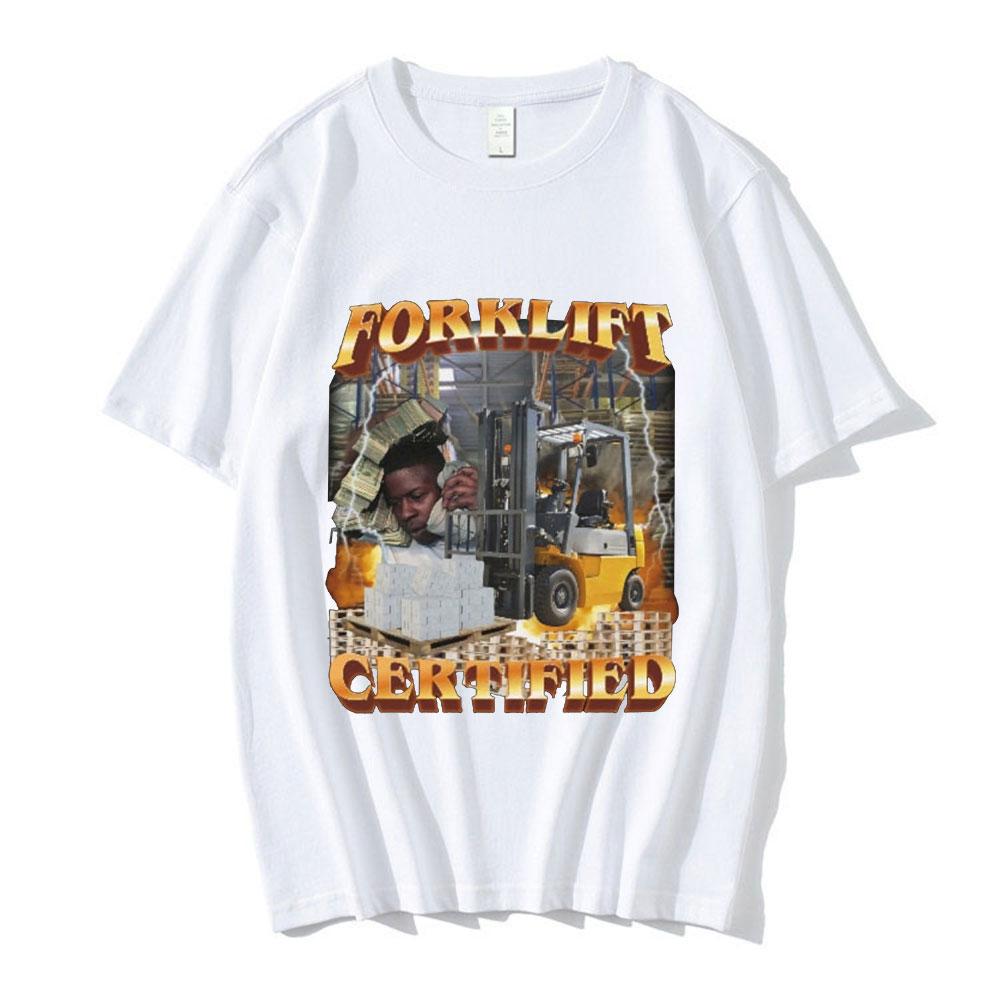 Funny Forklift Certified Operator Grafické tričko Pánská móda Vintage Trička s krátkým rukávem Bavlna Neformální Trička nadměrné velikosti