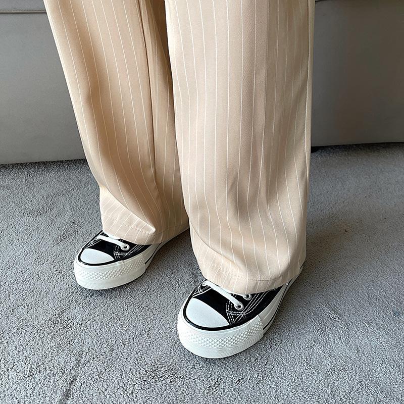 Plus Size Striped Suit Wide Leg Casual Pants Women's Spring and Summer High Waist Draped Loose Straight Pants