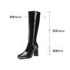Fashion Red Patent Leather Knee High Boots 8cm High Heel Bar Stage Boots 35-42 Square Head Long Boots Autumn Winter Women Party Shoes