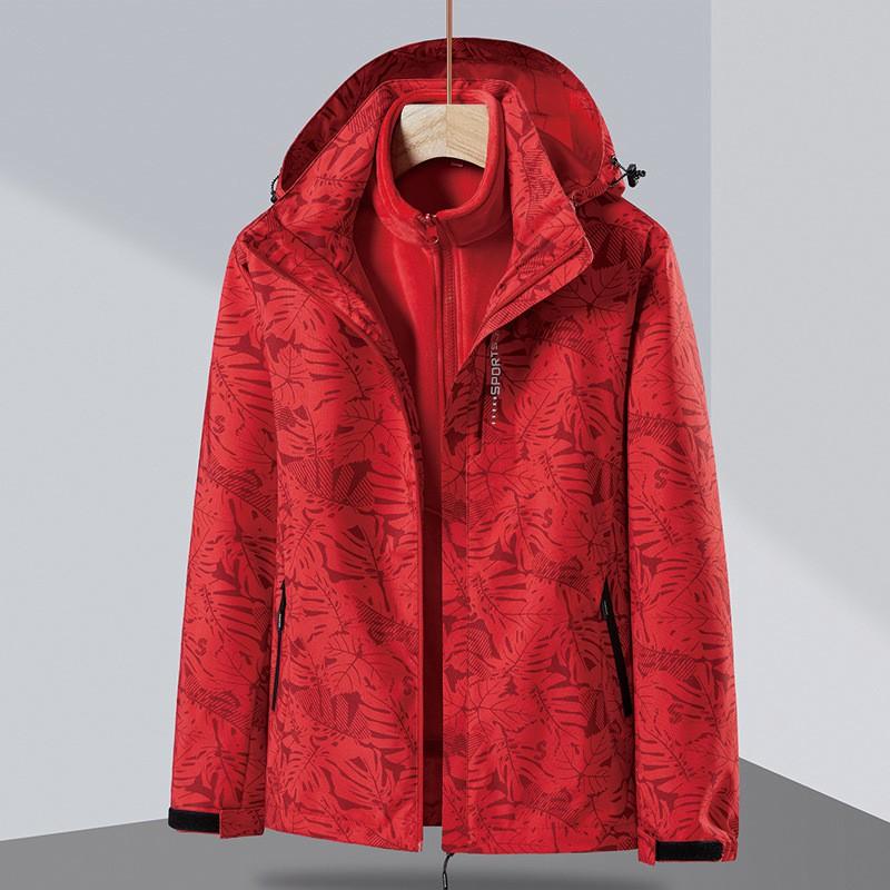 Mens Womens Camouflage 3-in-1 Detachable Winter Outdoor Jacket With Fleece Liner Windproof Waterproof Skiing Hiking