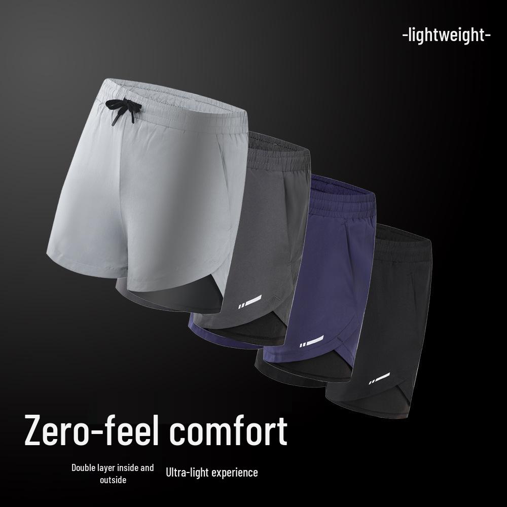 Herren Sommer Doppellagige Schnelltrocknende Lauf- & Basketballshorts