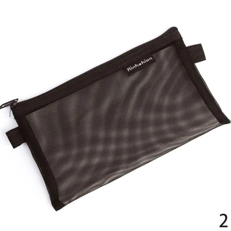 

2026 Transparent Mesh Pencil Case Storage Student Simple Pencil Bag Large Capacity Pouches Stationery Organizer Pencilcase белый