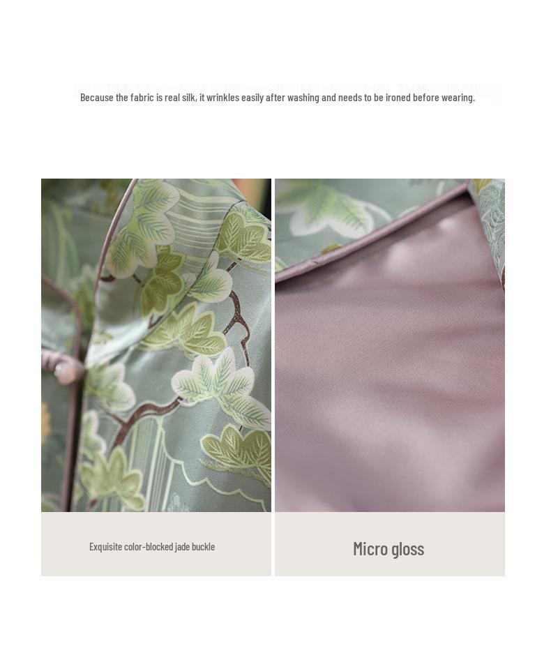 Spot! 32 Momme Mulberry Silk Jacquard Jacket with Frog Button - Tang Suit Style