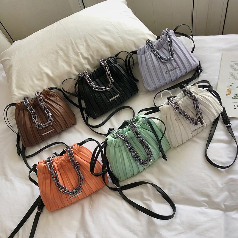 Buy Primeval Women Bags 2020 Drawstring Bucket Bag With Thick Chain