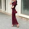 Vintage Long Length Print Long Dress Breathable Flowy High Waist Dress Puff Sleeve Dress Summer Season