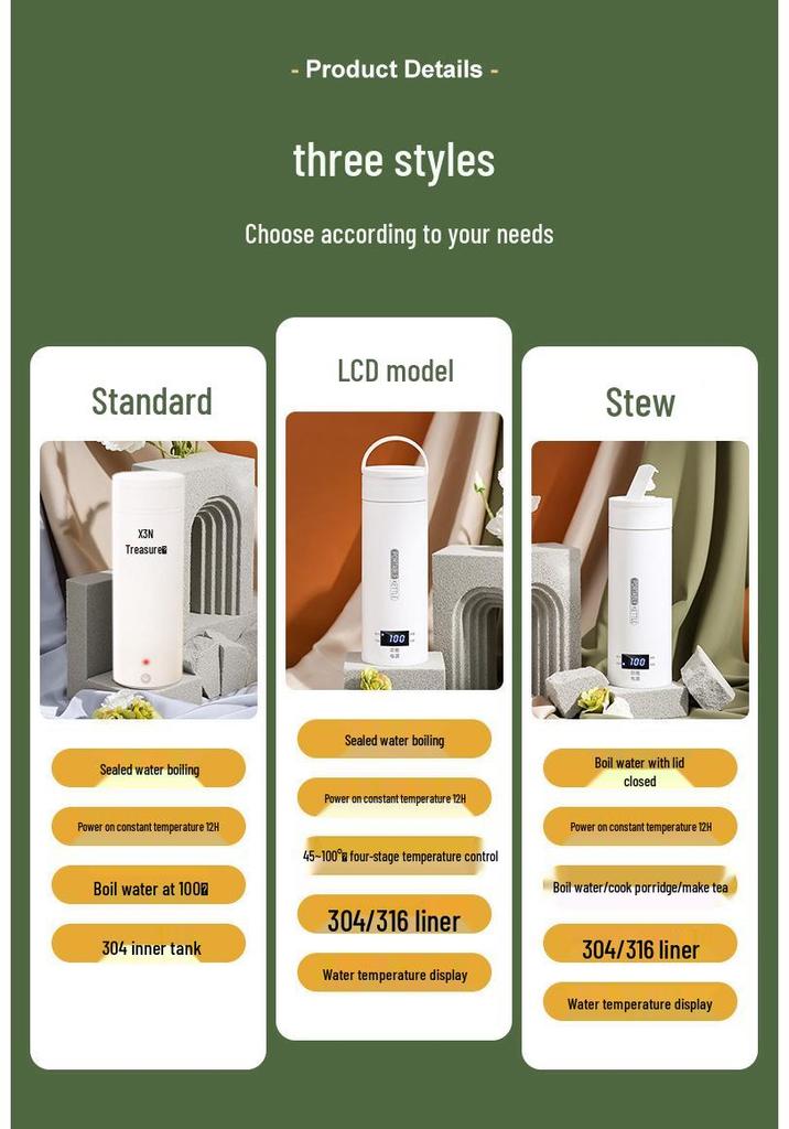High-Value Portable Smart Thermos: Integrated Heat-Retaining Water Boiler for Home, Office, and Travel