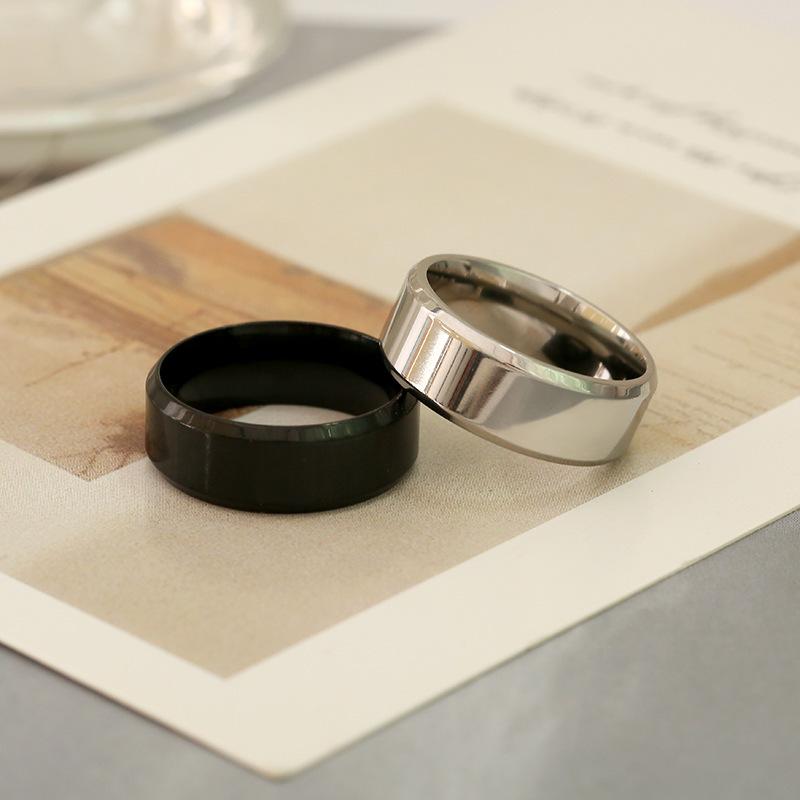 

8MM Minimalist Titanium Steel Polished Beveled Edge Men s Ring Hip-Hop Jewelry Stylish Gift for Men Finger Accessory 10 срібний