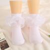 Girls Puffy Lace Socks Kids Combed Cotton Ruffled Trim Solid Ankle Socks Baby Girl Skirt Outfit Accessories