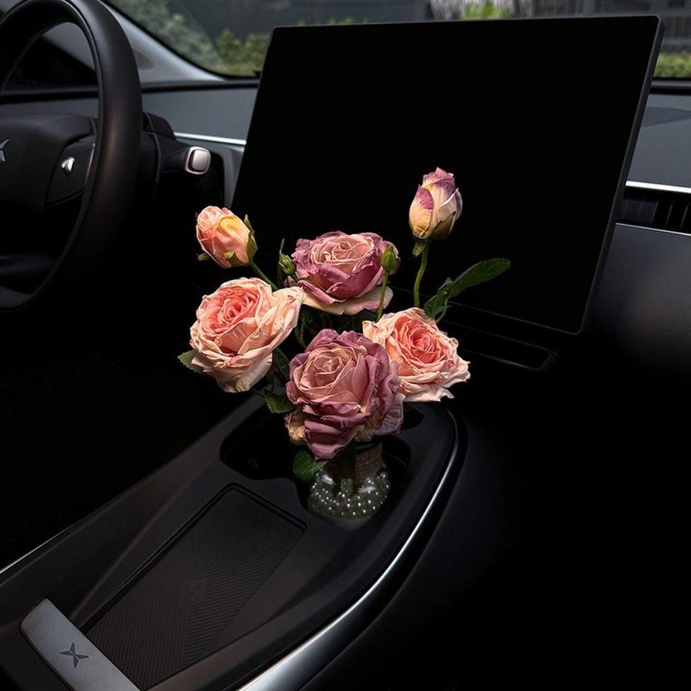 French-style Flower Car Ornaments Frayed Edge Rose Car Decor Car Interior Decoration  Gifts