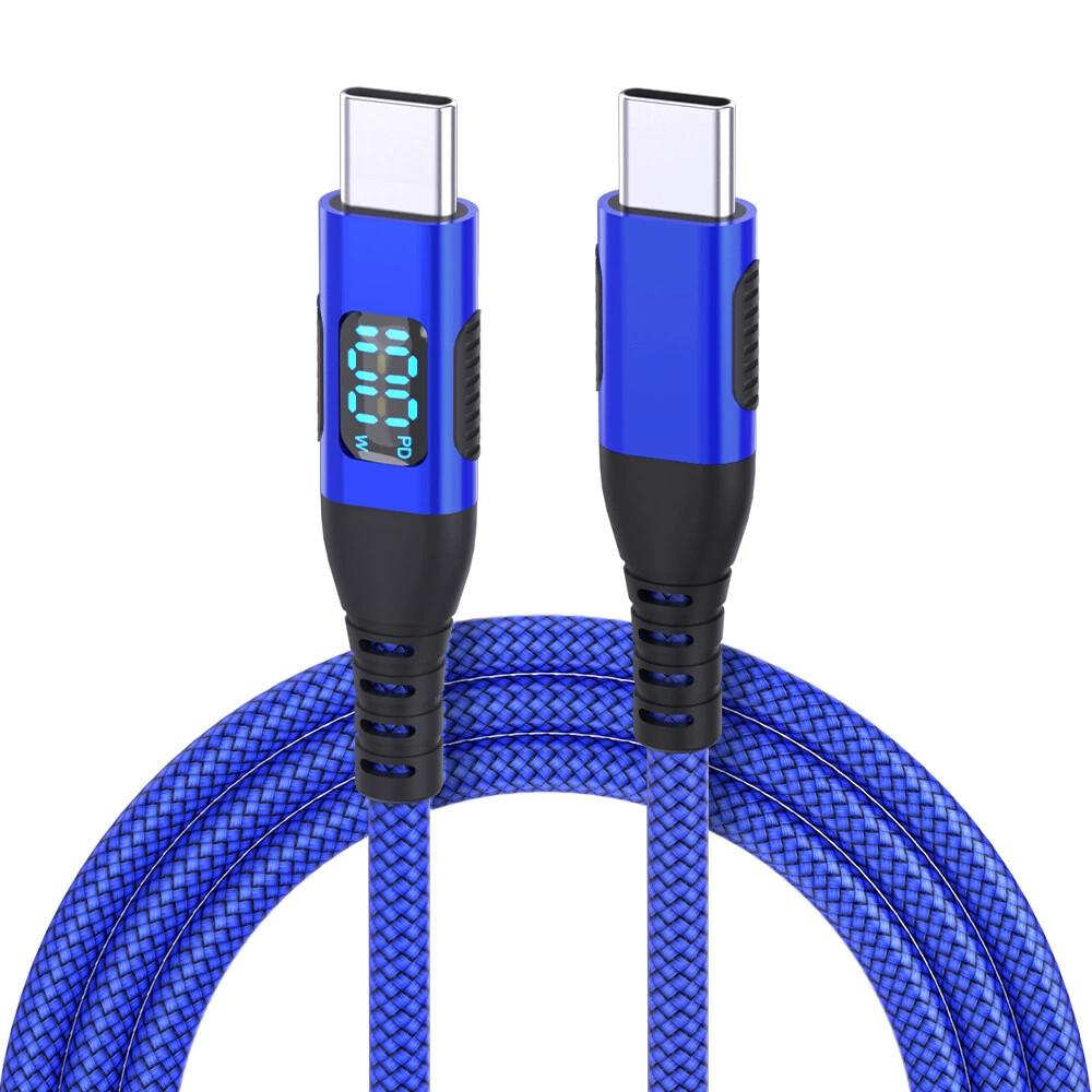 100W USB-C to USB-C Braided Nylon Fast Charging Data Cable for Mobile Phone LED Display Compatible iPhone 17 for