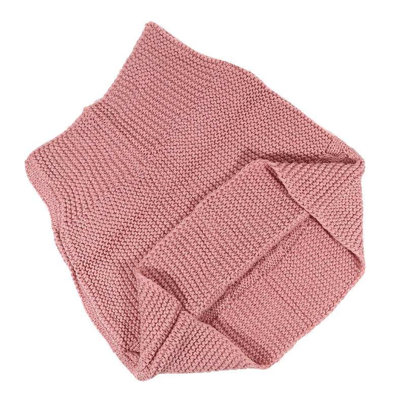 Podzim Zima Dámský Copánkový Žebrovaný Kruhový Šál Elegantní Módní Jednobarevný Šátek Šála