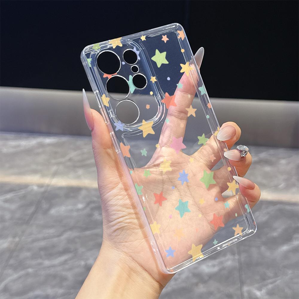 Colorful Pastel Stars Pattern Case for Samsung Galaxy S26 S25 S24 S23 S22 S21 S20 FE Plus Soft TPU Slim Fit Shockproof Cover