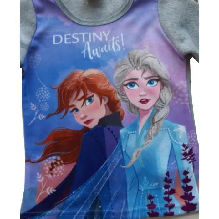 Pyjama polaire enfant - Disney - La Reine des Neiges - Manches longues - 100% Polyester - Taille 2 à 8 ans