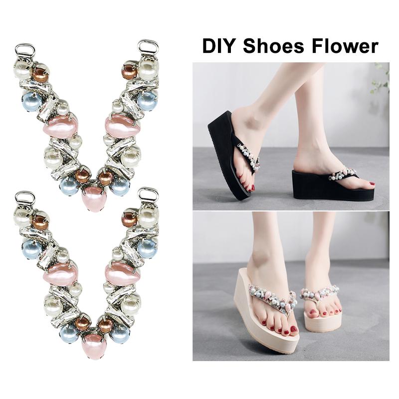 

Engood 10Pcs Drop Rhinestone Shoes Chain Connectors Sewing Trim & Embellishments Craft Buckle for DIY Flip-Flops Button Hair розовый