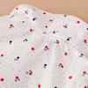 Mädchen Kirschenmuster Langarmshirt Matrosenkragen Marineblau Rot gestreifte Borte Knopfleiste Bluse für 2-6 Jahre alte Kinder