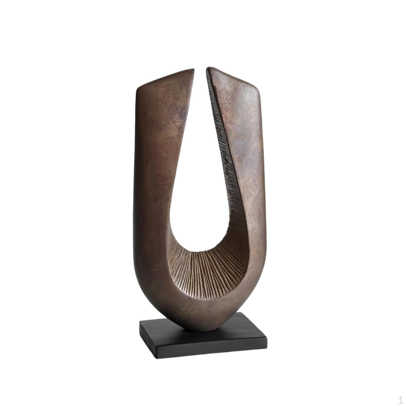 Tabletop Sculpture Antique Bronze Resin with Base Textured Decorative Statue for Art