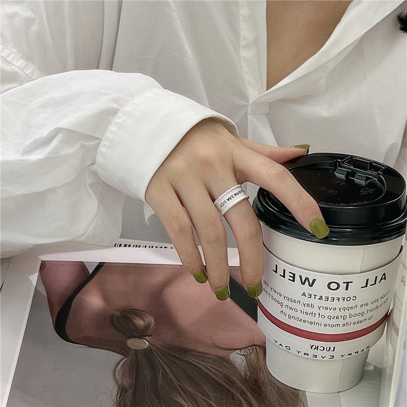 Korean Style S925 Sterling Silver Letter Ring - Trendy Retro INS Blogger Favorite