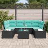 Sofa Set with Cushions 7 pcs Black Poly Rattan