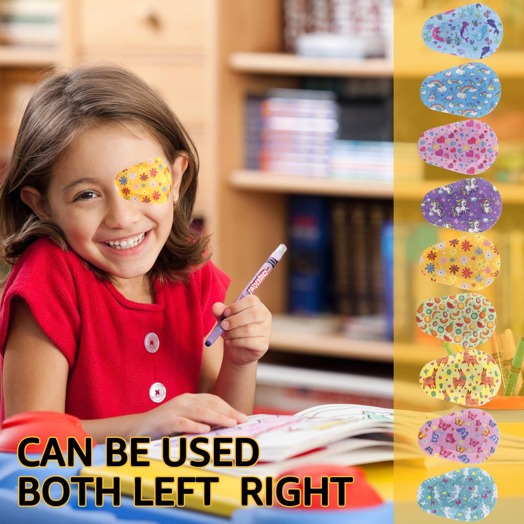 90Pcs Breathable Amblyopia Eye Patch Cute Cartoon Light Blocking Eye Patches Reusable Children Eye Pad for Amblyopia Girls Boys