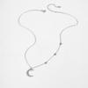 Sterling Silver Moon Star Zircon Necklace Pendant Long Chain  Luxury Classical Fine Jewelry Women Gift