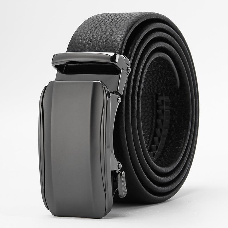 

Новый мужской кожаный ремень с автоматической пряжкой из натуральной воловьей кожи, деловой повседневный ремень 110-130CM