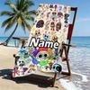 Custom Name Personalized Dandy's World Print Beach Towel, for Trip Camping Beach Party Home Decor, Birthday Gift for Family & Friends