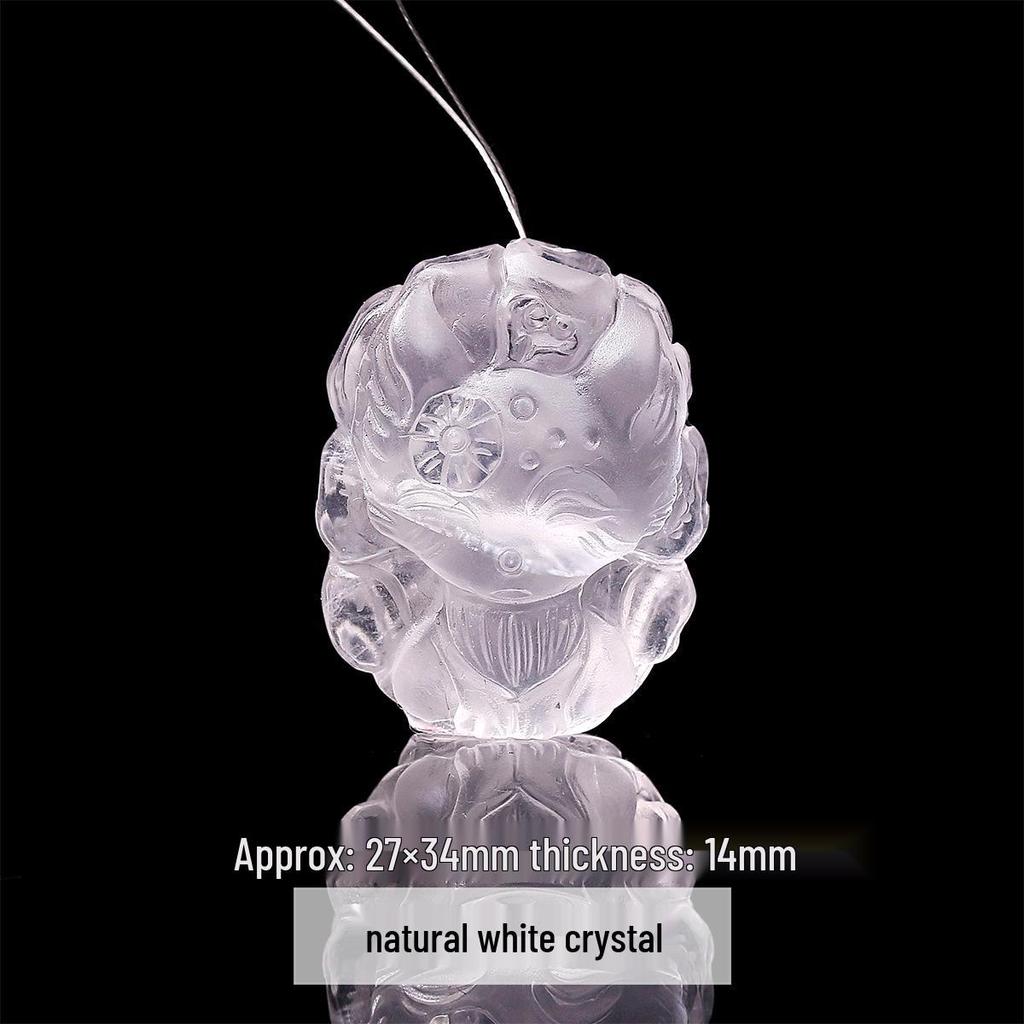 Jingde Jewelry White Crystal Carved Fox Pendant Charm Sweater Chain Accessory.