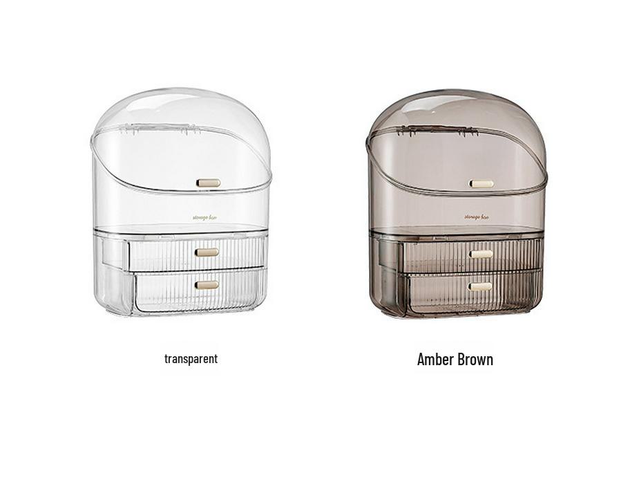 Dustproof Cosmetic Storage Box for Bathroom Counter: Lipstick & Skincare Organizer.