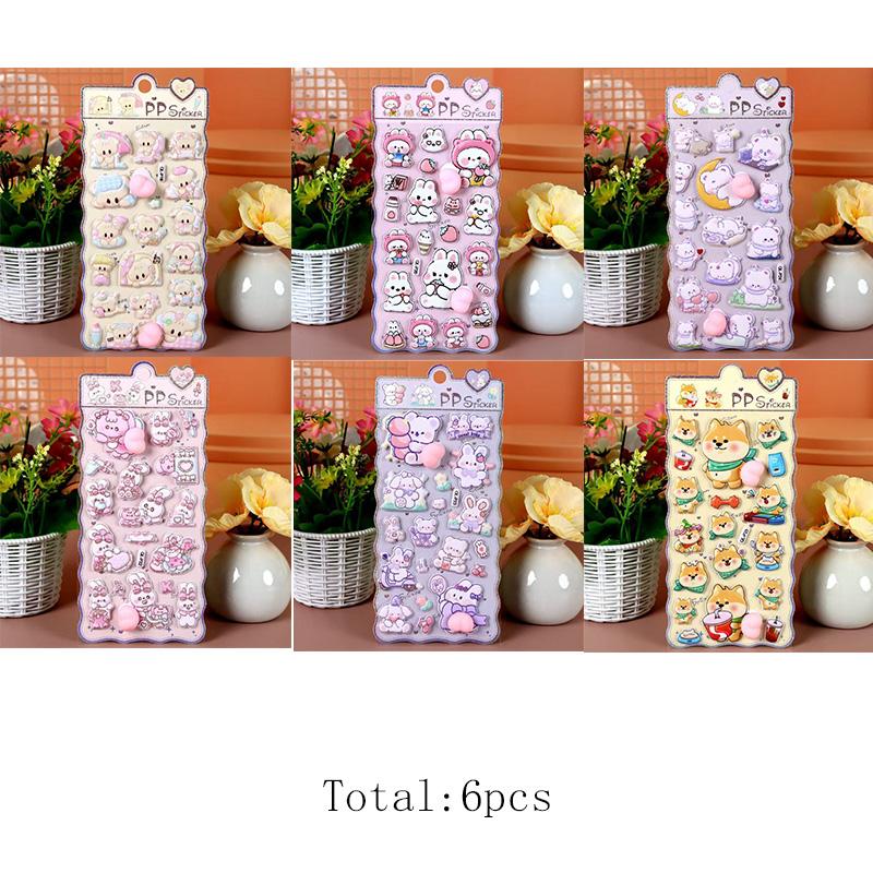 1Pc Cute Cartoon Soft 3D Butt Stress Relief Stickers Rabbit Bear Dog Theme For Diy Scrapbook Cup Phone Case Notebook Decoration