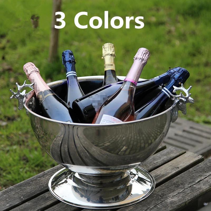 304 stainless steel Deer Head ear GOLD SILVER big ICE BUCKET BOWL CHAMPAGNE Large champagne bar bucket beer bucket basin