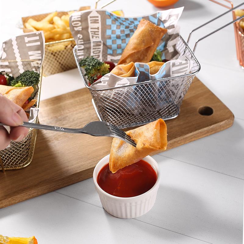 Square Mini Stainless Steel Frying Basket with Hook - Multipurpose Kitchen and Barbecue Rack
