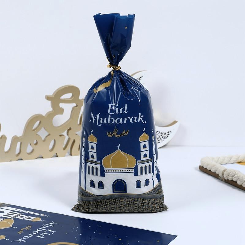 100pcs/set Mubarak Bags Plastic Cookie Candy Bag Ramadan Kareem Decor Islamic Muslim Party Supplies Eid Al-fitr Decor