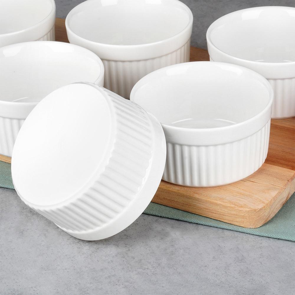 Ceramic Baking Bowls White 260 Ml 12 Pcs.