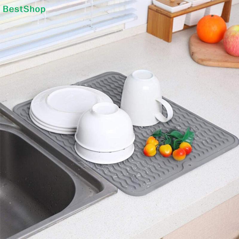 Silicone Dish Drying Mat, 40 X 30cm Dish Drying Mat, Counter Top Mat, Dish Draining Mat, Sink Mat, Large Silicone Trivet