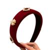 New Year Limited: Red Velvet Pearl Headband - Slimming, Stylish High Skull Top for Women